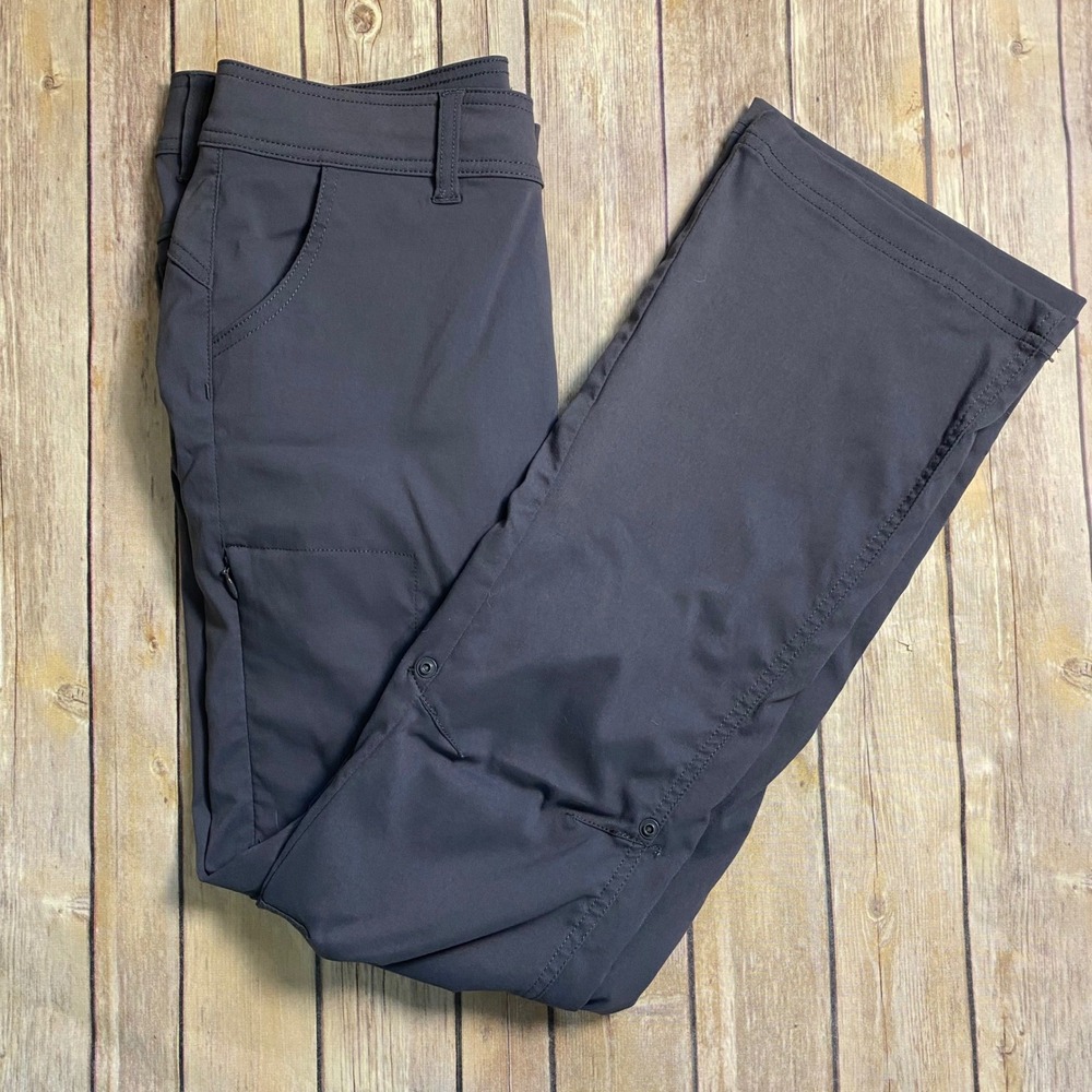 Prana Halle Hiking Pants Charcoal Grey Stretch Zion Roll Up Leg Womens 4 Regular